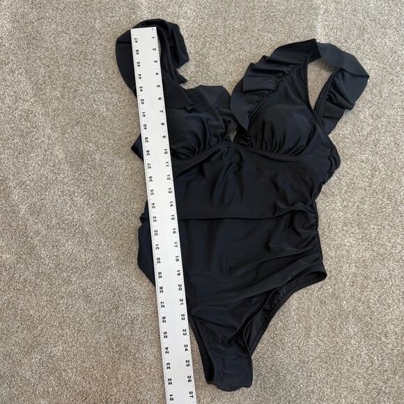 Cupshe large ruffle ruched low back tie one piece swimsuit SW2 2430 - Picture 4 of 13